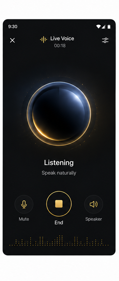 Principal's live voice conversation screen on a phone